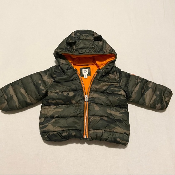 Baby Gap Camouflage Puffer Camo Jacket with Hood Size 12-18 Months - Picture 16 of 16